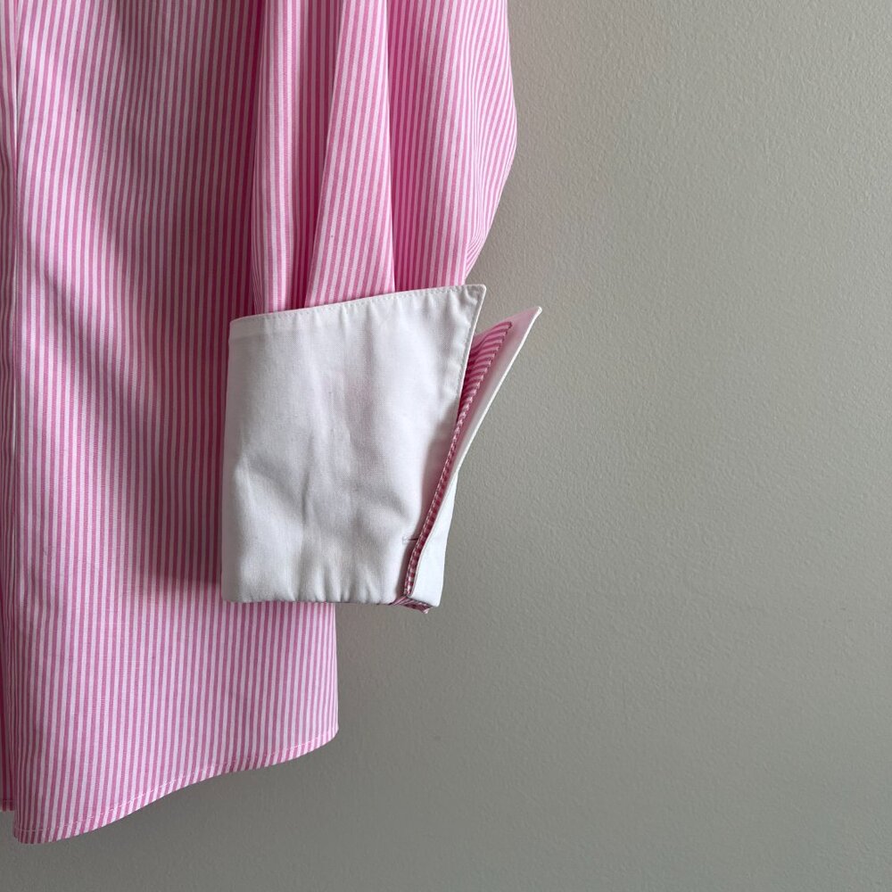 Brooks Brothers | Pink & White Striped Button-Down Shirt with Cuffs – Size 10 - Picture 3 of 7